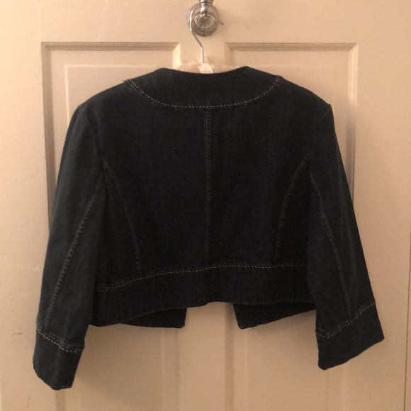 Talbots dark blue stretch denim bolero with pretty detailed stitching size 16 - Picture 3 of 4